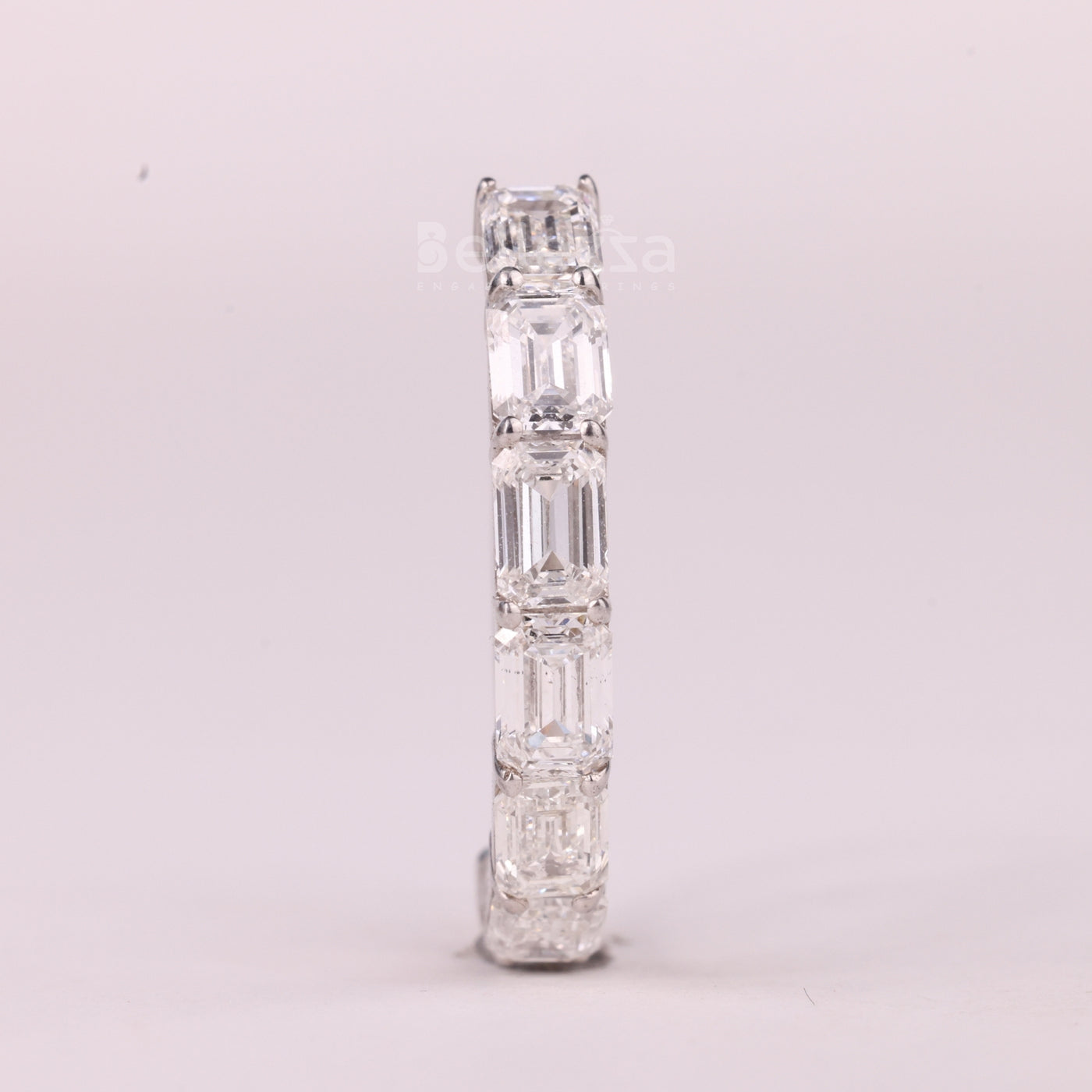 East-West Emerald Cut Half Eternity Moissanite Wedding Band