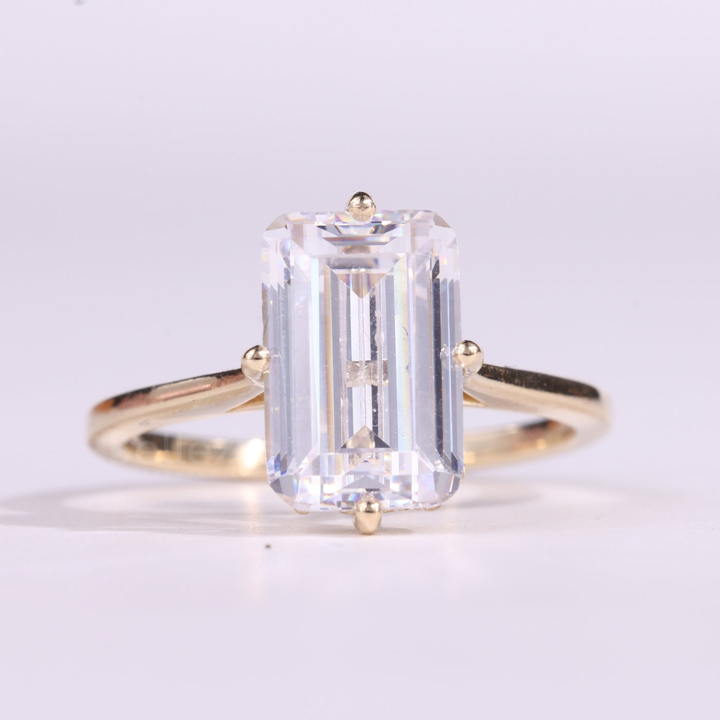 2.50CT Emerald Cut Hidden Halo Moissanite Engagement Ring