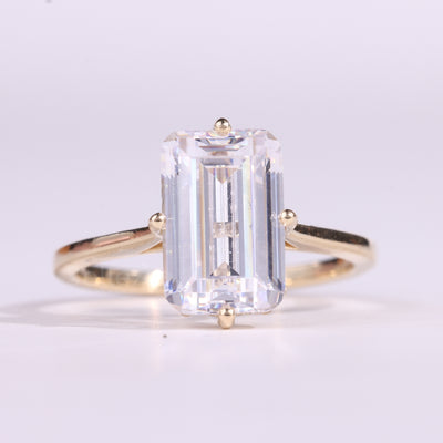 2.50CT Emerald Cut Hidden Halo Moissanite Engagement Ring