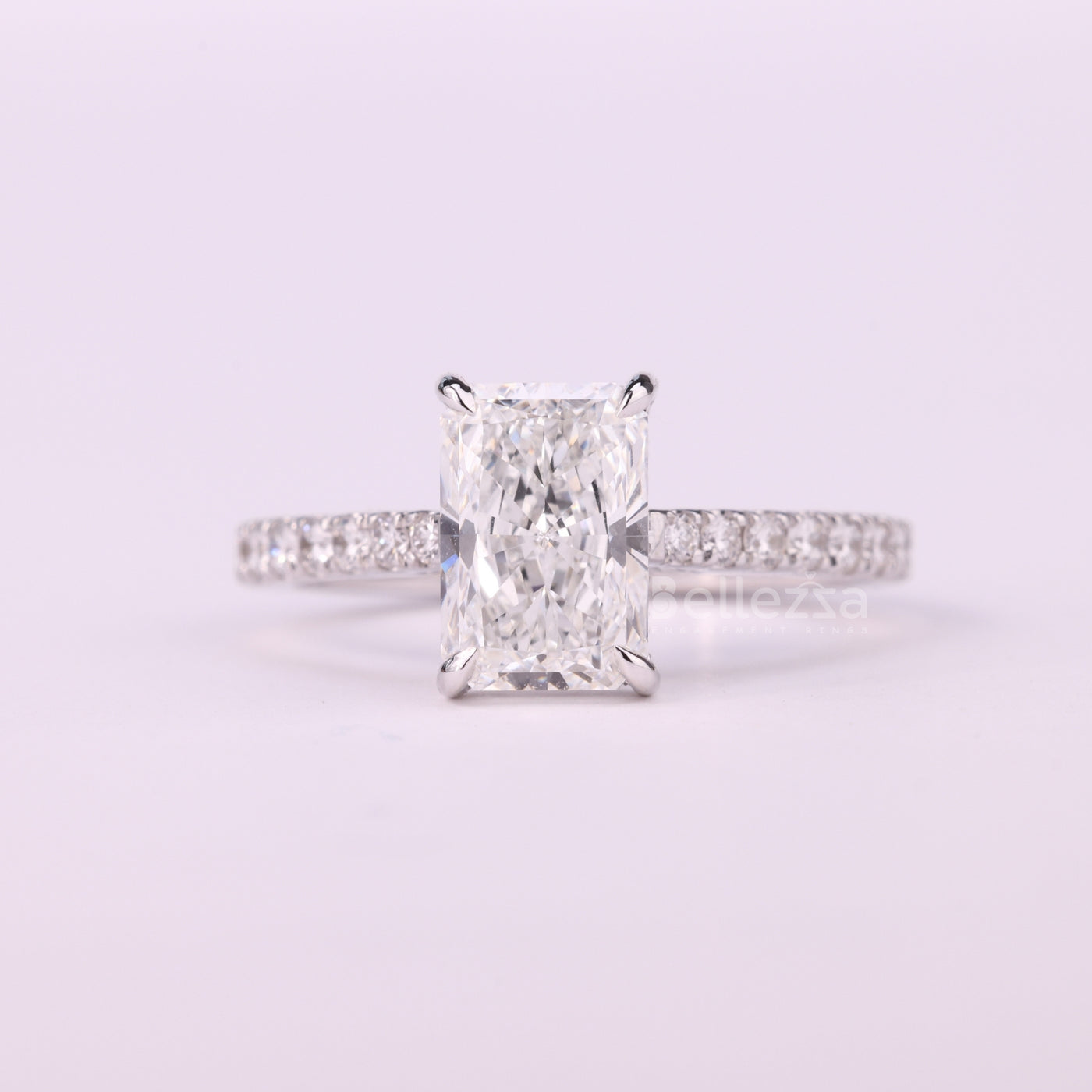 1.50CT Radiant Cut Hidden Halo Pave Setting Moissanite Engagement Ring