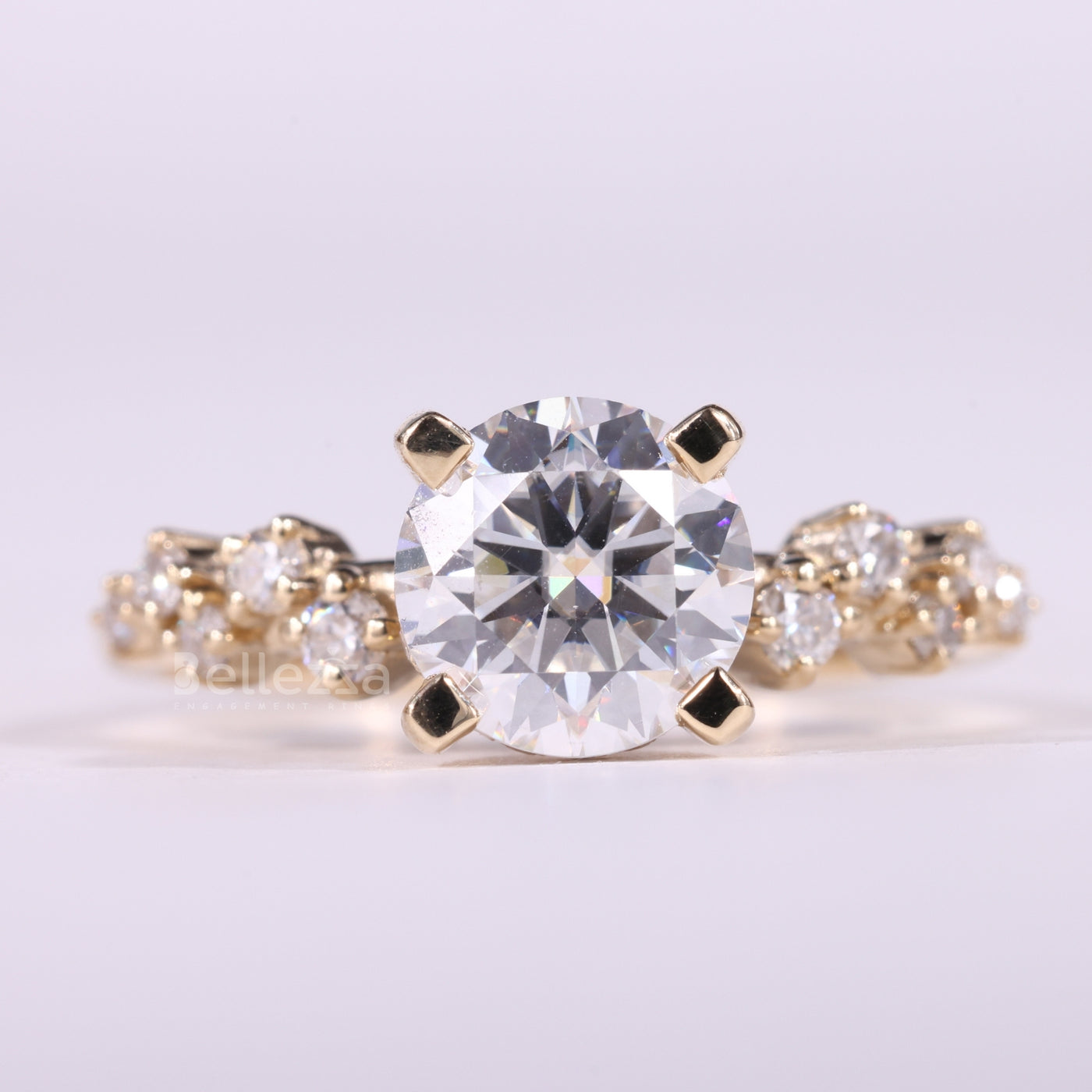 1.0CT Round Cut Cluster Diamond Moissanite Engagement Ring