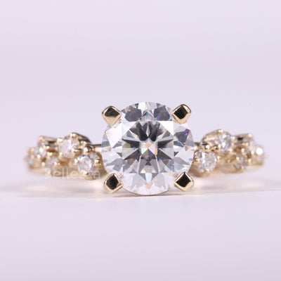 1.0CT Round Cut Cluster Diamond Moissanite Engagement Ring