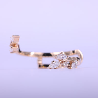 Marquise & Round Cut Cluster Diamond Open Cuff Style Band