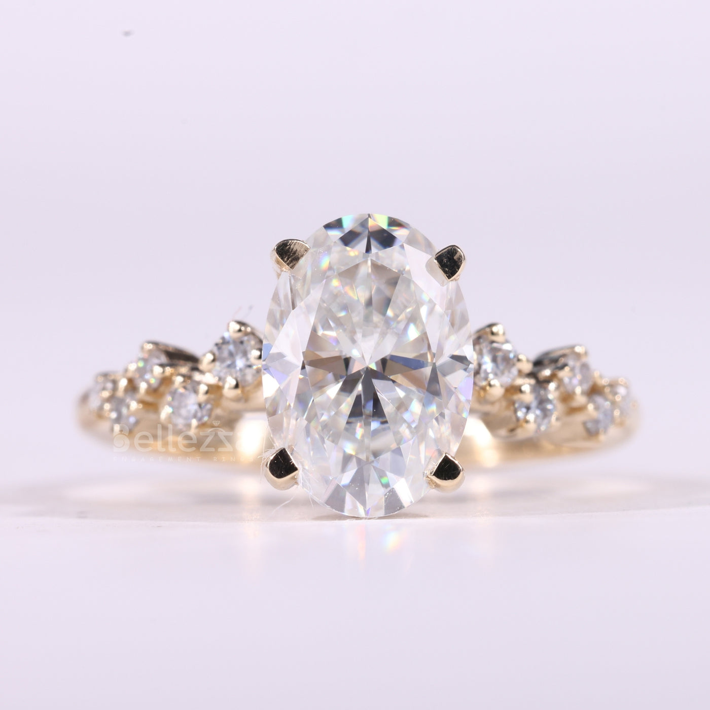 1.50CT Oval Cut Diamond Cluster Setting Moissanite Engagement Ring