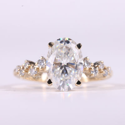 1.50CT Oval Cut Diamond Cluster Setting Moissanite Engagement Ring