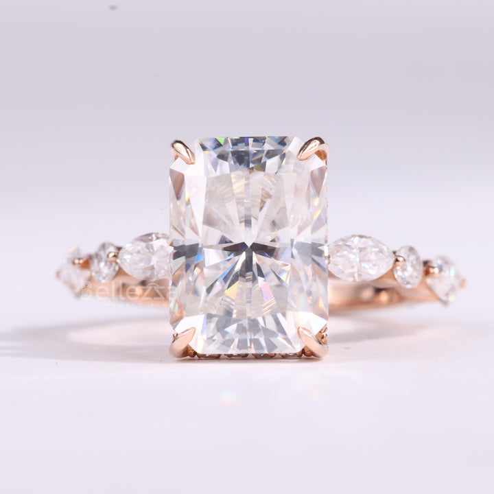 1.50CT Radiant Cut Pave Setting Moissanite Engagement Ring