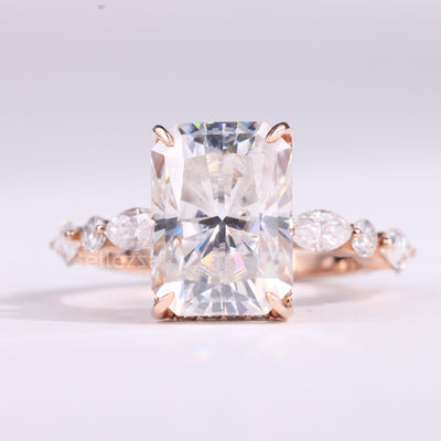 1.50CT Radiant Cut Pave Setting Moissanite Engagement Ring