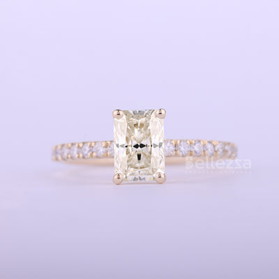 1.0CT Radiant Cut Pave Setting Moissanite Engagement Ring