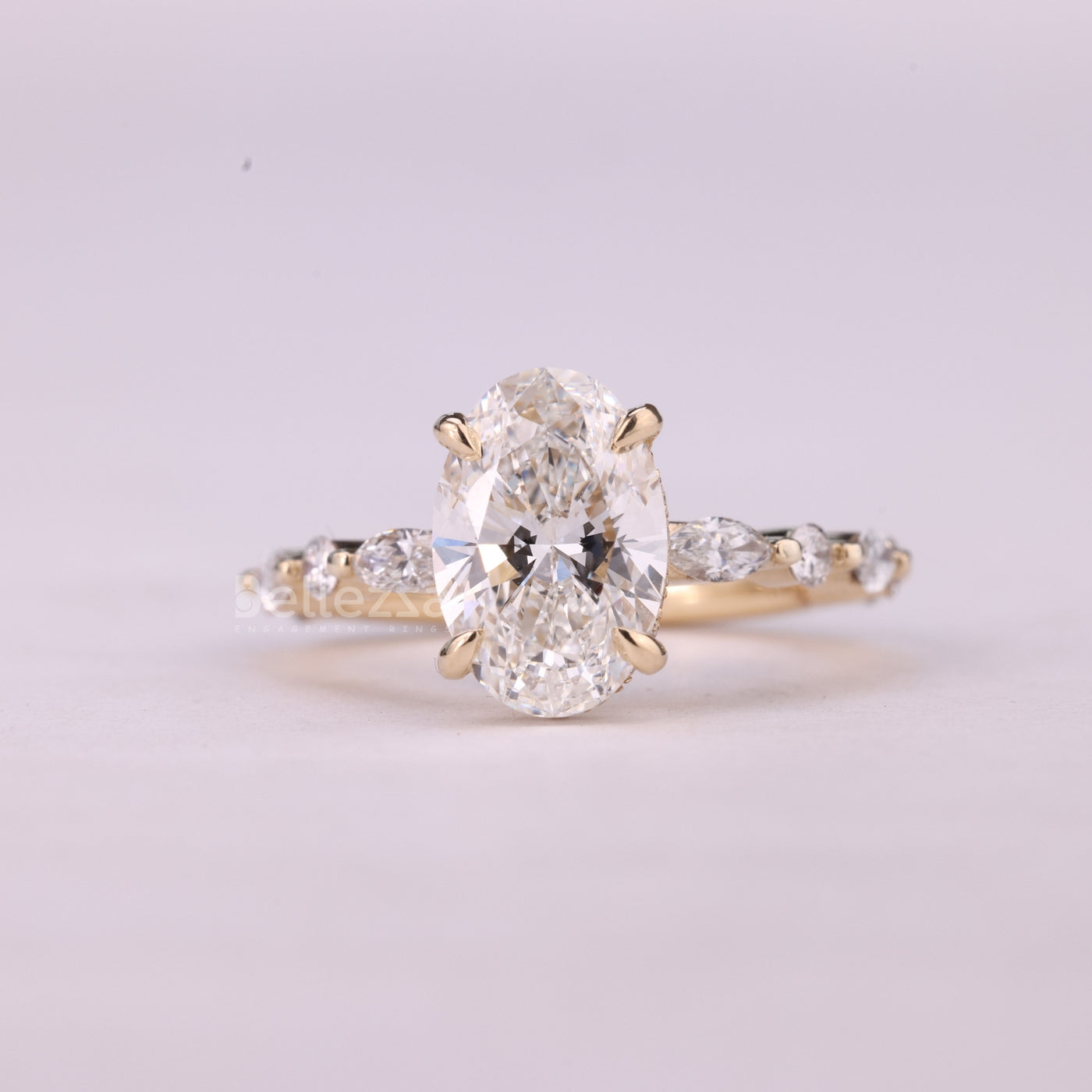 1.50CT Oval Cut Pave Setting Moissanite Engagement Ring