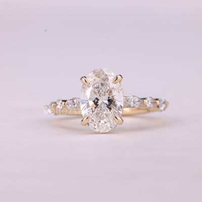 1.50CT Oval Cut Pave Setting Moissanite Engagement Ring