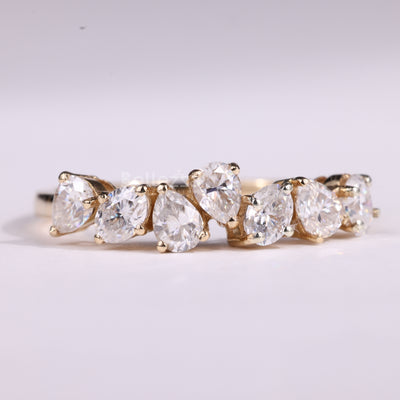 Pear & Oval Cut Cluster Diamond Moissanite Wedding Band