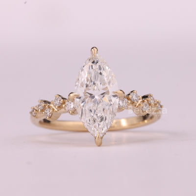 2.0CT Marquise Cut Cluster Diamond Moissanite Engagement Ring