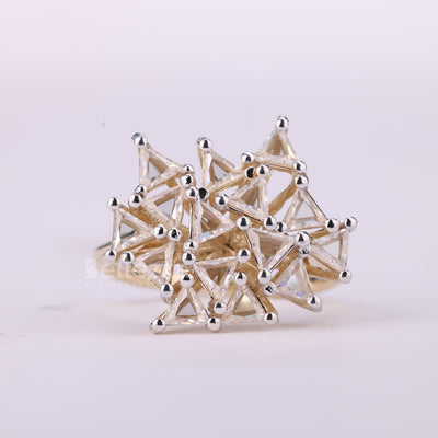 Triangle Cut Diamond Cluster Diamond Moissanite Engagement Ring