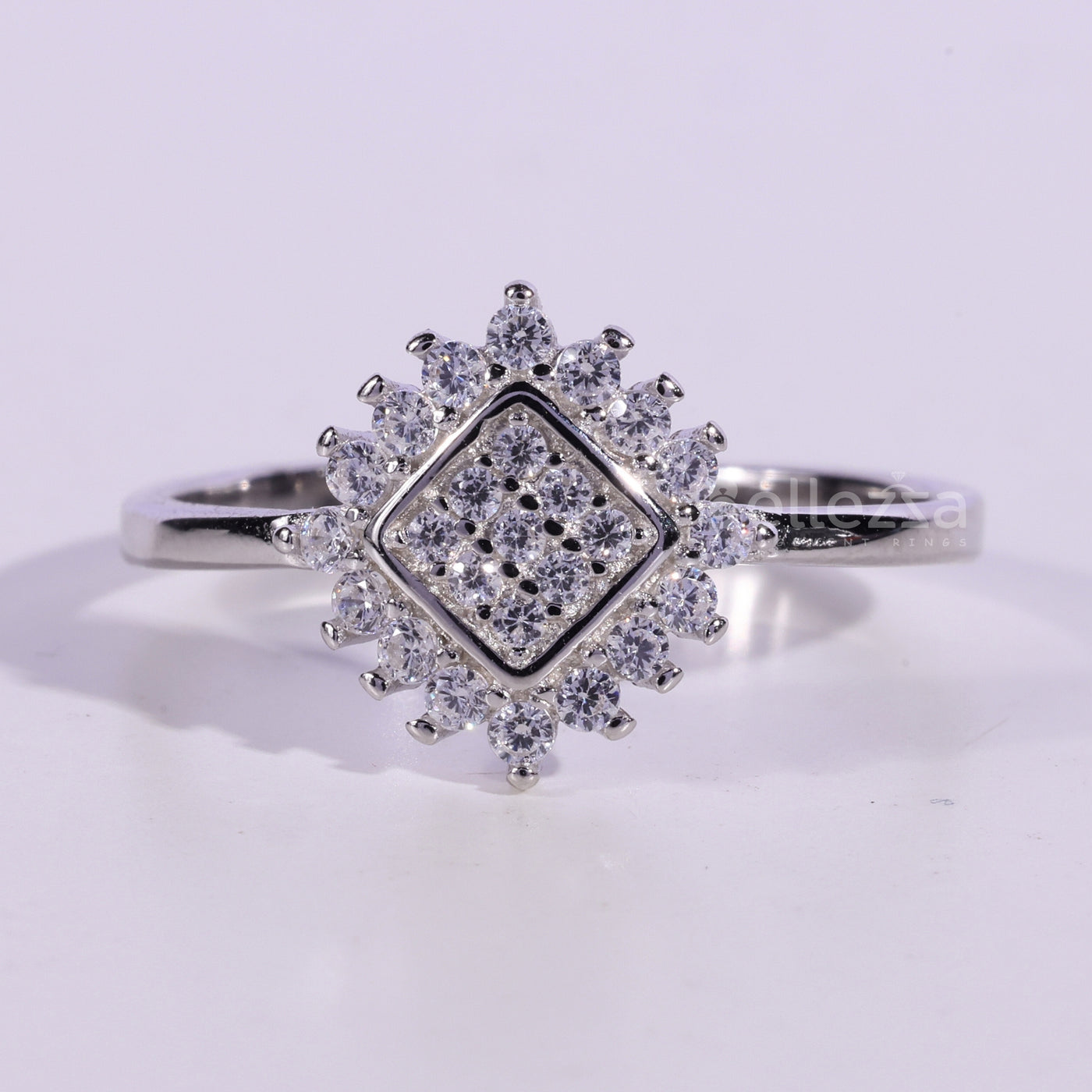 Round Cut Cluster Diamond Moissanite Engagement Ring