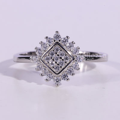 Round Cut Cluster Diamond Moissanite Engagement Ring