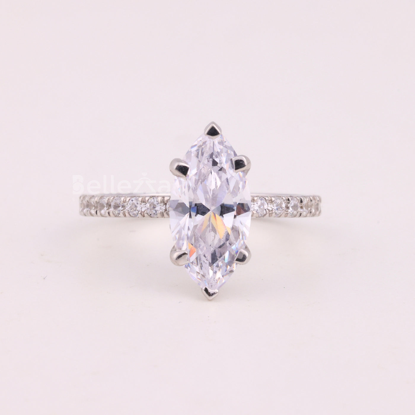 2.0CT Marquise Cut Pave Setting Moissanite Engagement Ring