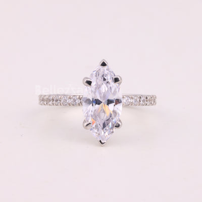 2.0CT Marquise Cut Pave Setting Moissanite Engagement Ring