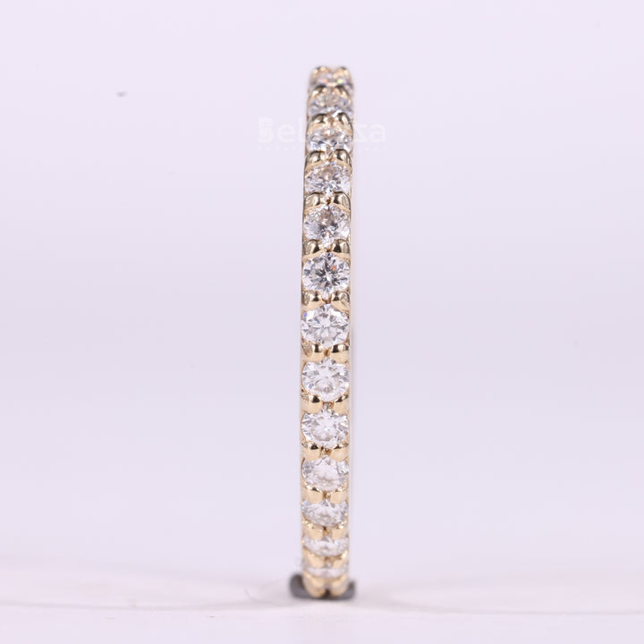 Round Cut Half Eternity Moissanite Wedding Band