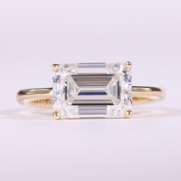 2.50CT East-West Emerald Cut Diamond Solitaire Engagement Ring