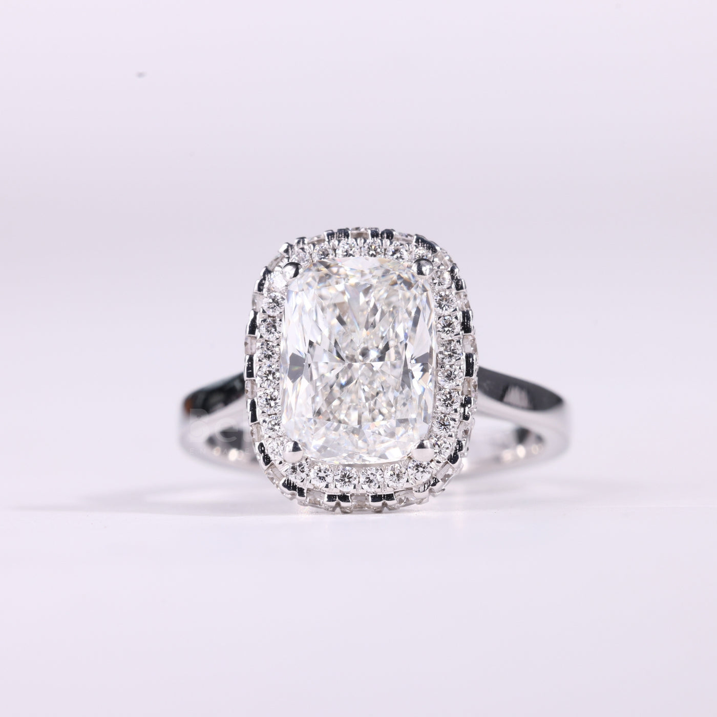 1.50CT Elongated Cushion Cut Halo Setting Moissanite Engagement Ring