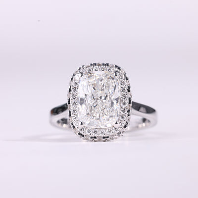 1.50CT Elongated Cushion Cut Halo Setting Moissanite Engagement Ring