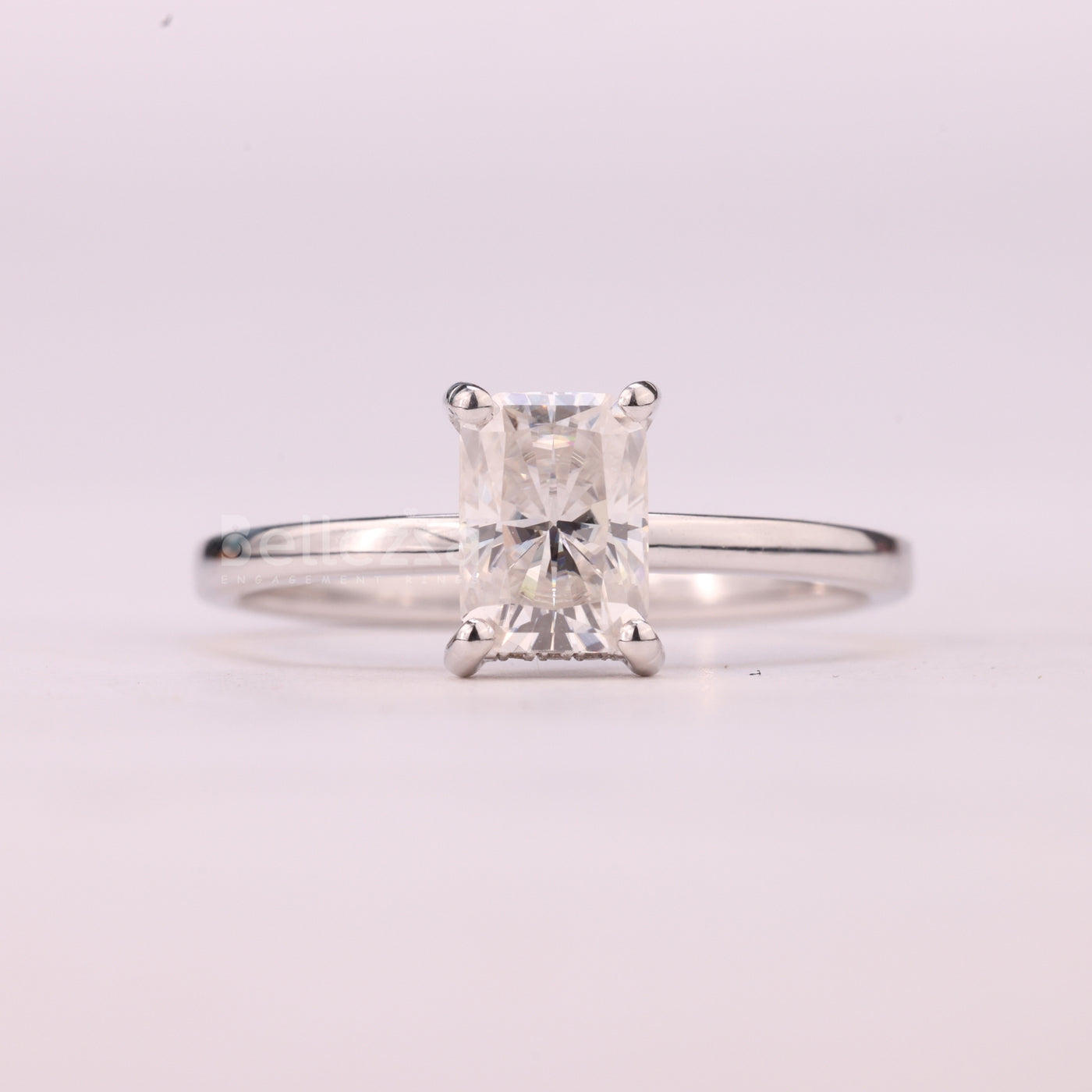 1.0CT Radiant Cut Hidden Halo Moissanite Engagement Ring