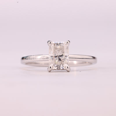 1.0CT Radiant Cut Hidden Halo Moissanite Engagement Ring
