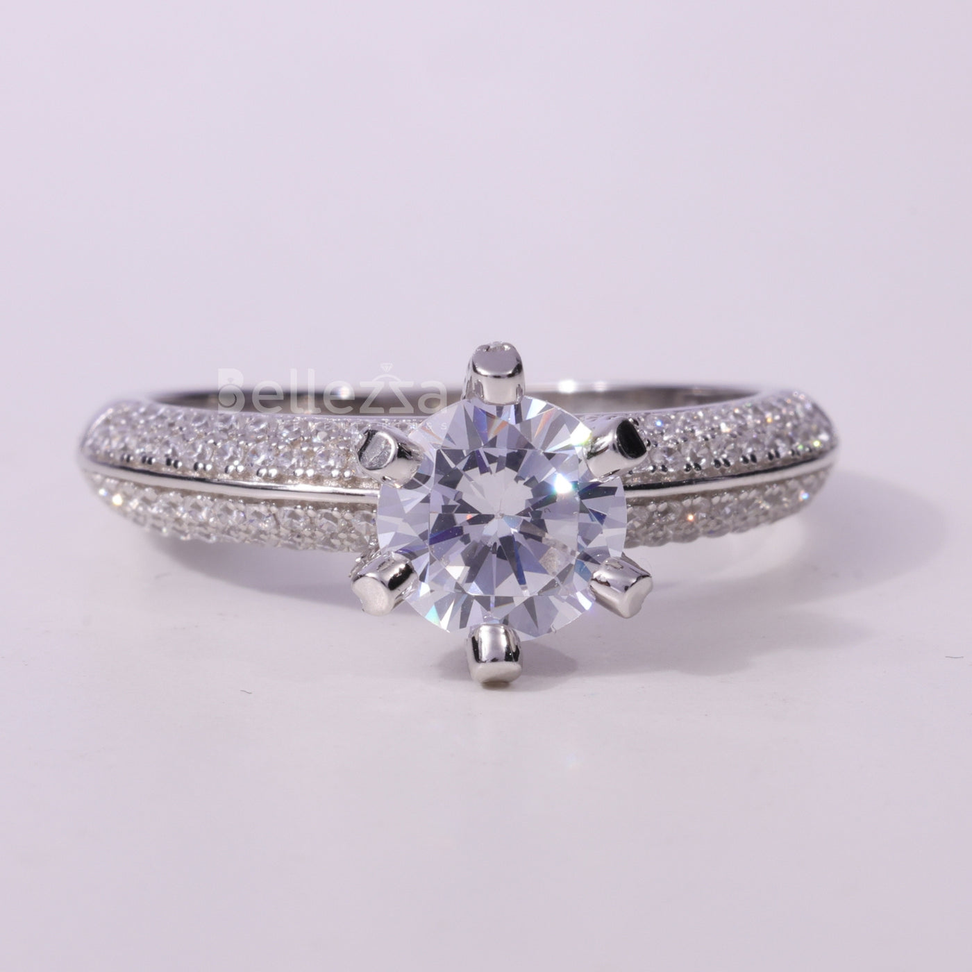 0.75CT Round Cut Cluster Diamond Moissanite Engagement Ring