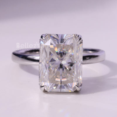 3.0CT Radiant Cut Hidden Halo Moissanite Engagement Ring