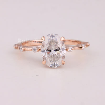 1.50CT Oval Cut Diamond Petite Pave Setting Moissanite Engagement Ring