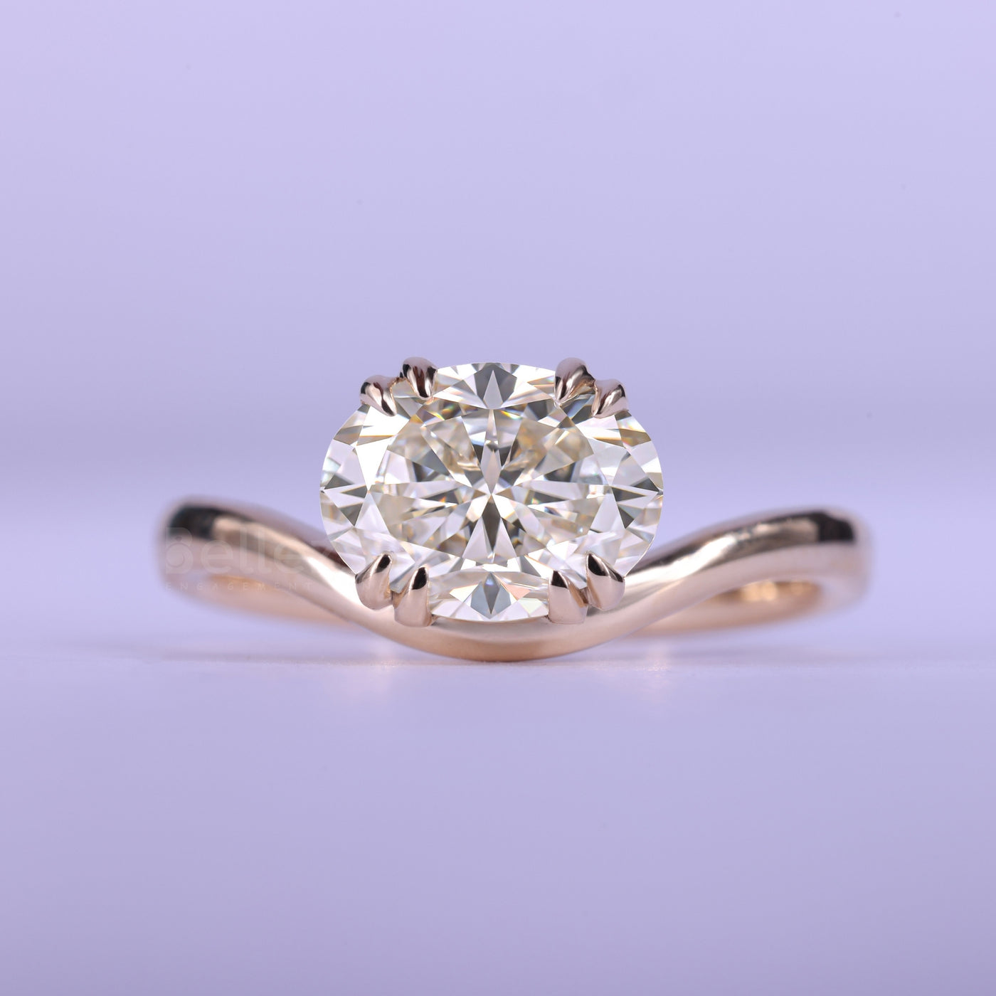 1.50CT East-West Oval Cut Curved Moissanite Engagement Ring