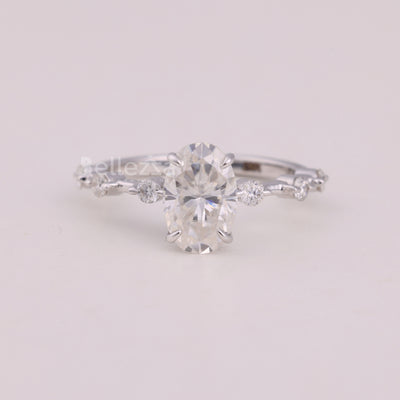 1.50CT Oval Cut Petite Pave Setting Engagement Ring