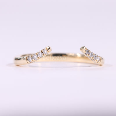 Round Cut Diamond Unqiue Open Cuff Style Wedding Band