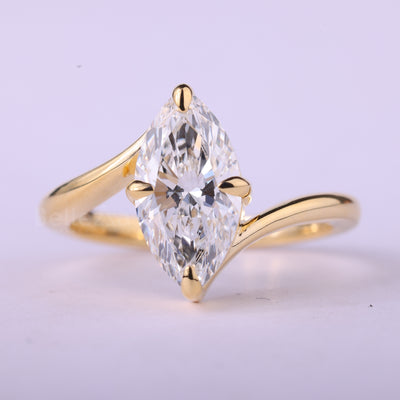 1.50CT Marquise Cut Unique Solitaire Moissanite Engagement Ring