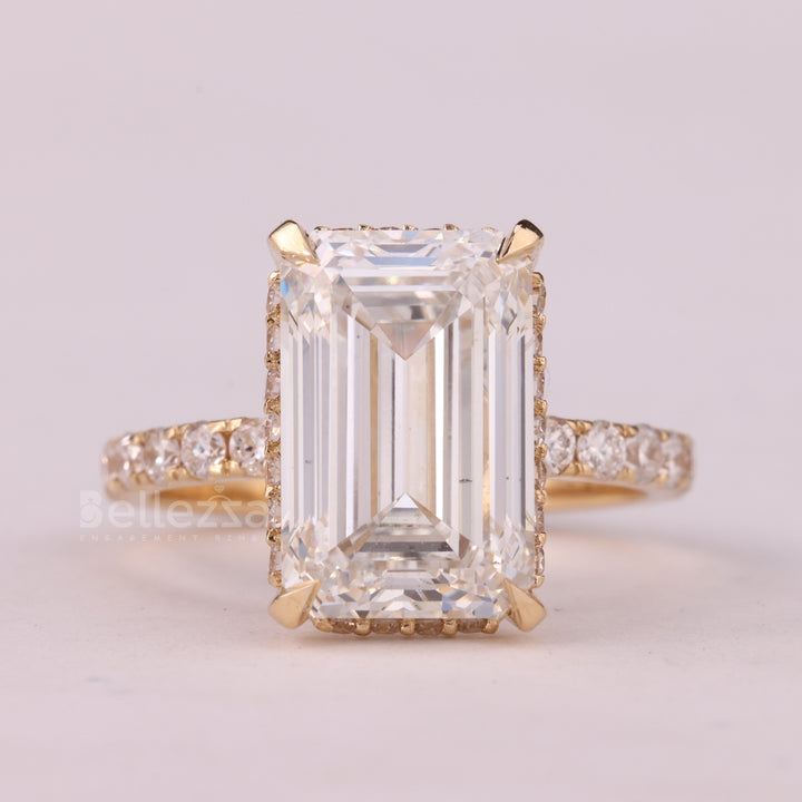 2.50CT Emerald Cut Pave Setting Moissanite Engagement Ring
