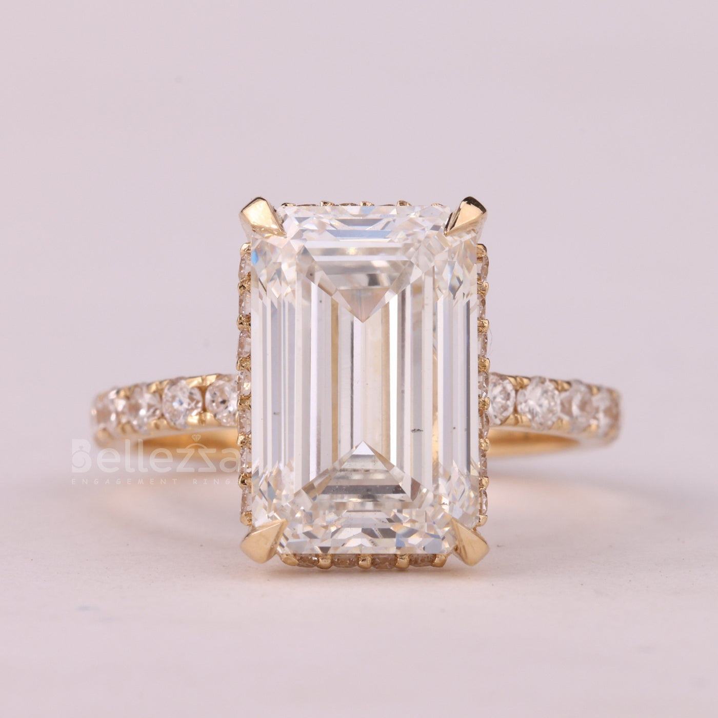 2.50CT Emerald Cut Pave Setting Moissanite Engagement Ring