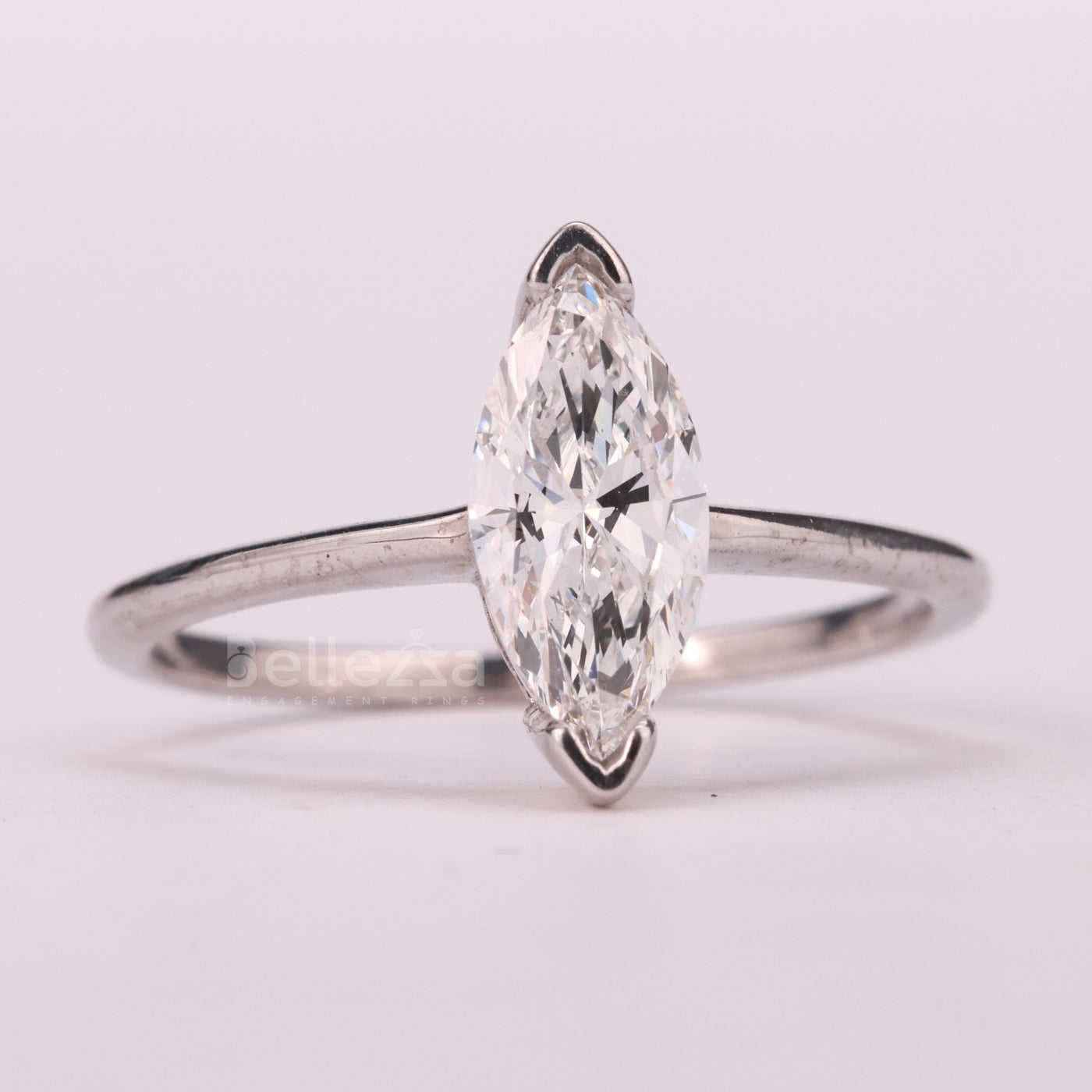 1.0CT Marquise Cut Solitaire Moissanite Engagement Ring