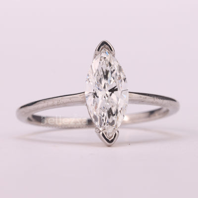 1.0CT Marquise Cut Solitaire Moissanite Engagement Ring