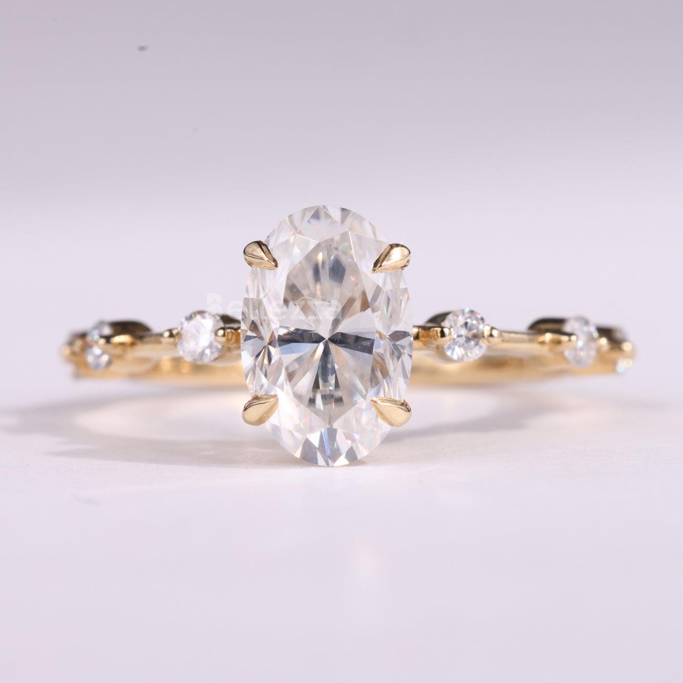 1.0CT Oval Cut Petite Pave Setting Moissanite Engagement Ring