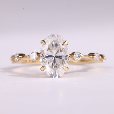 1.0CT Oval Cut Petite Pave Setting Moissanite Engagement Ring