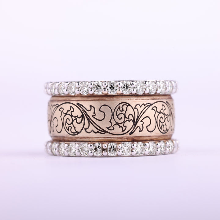 Round Cut Diamond Art Deco Vintage Inspired Wedding Ring