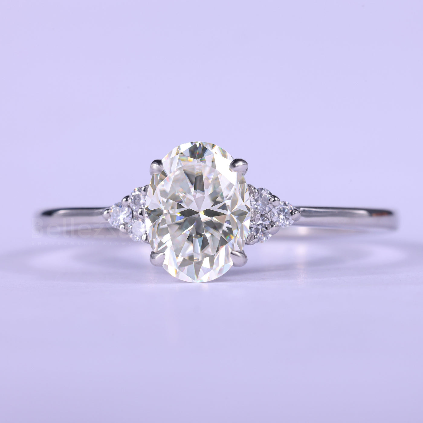 1.50CT Oval Cut Cluster Diamond Moissanite Engagement Ring