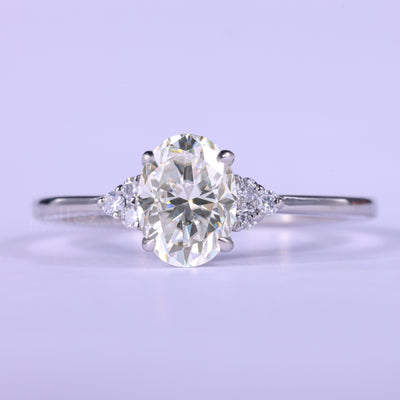 1.50CT Oval Cut Cluster Diamond Moissanite Engagement Ring