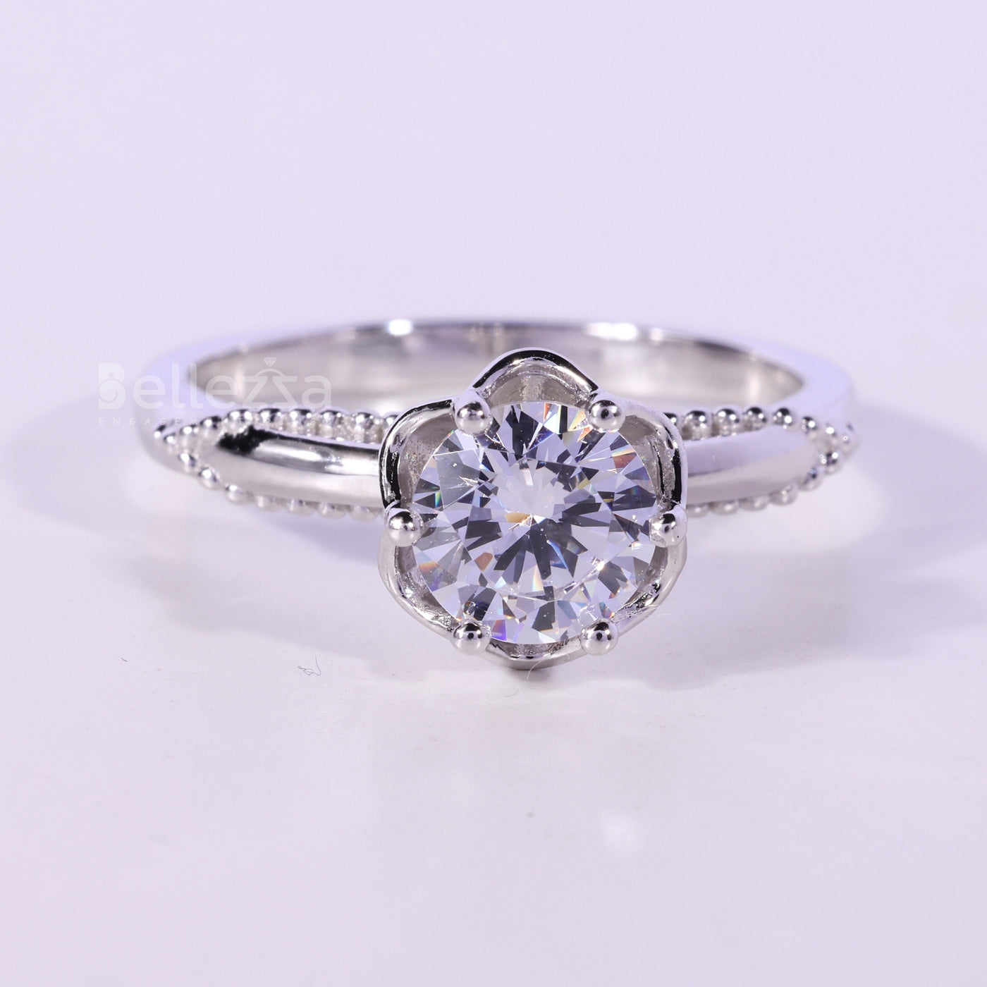 1.0CT Round Cut Diamond Unique Vintage Solitaire Engagement Ring