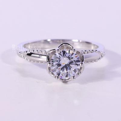 1.0CT Round Cut Diamond Unique Vintage Solitaire Engagement Ring