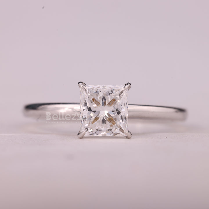 1.0CT Princess Cut Solitaire Moissanite Engagement Ring