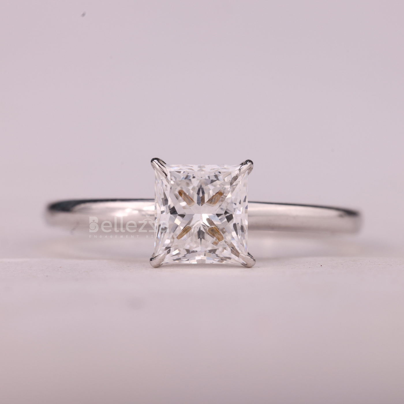 1.0CT Princess Cut Solitaire Moissanite Engagement Ring