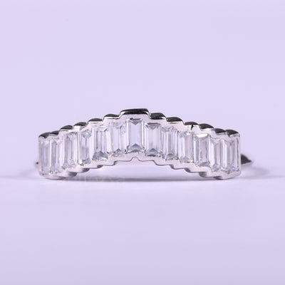Baguette Cut Curved Channel Setting Moissanite Wedding Band
