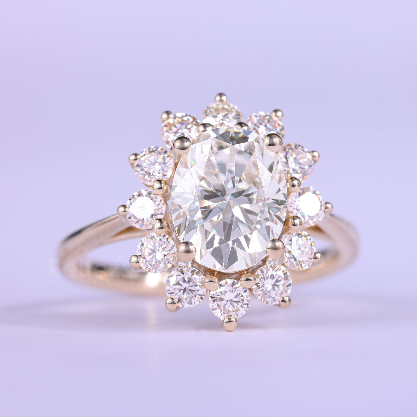 1.50CT Oval Cut Halo Diamond Moissanite Engagement Ring