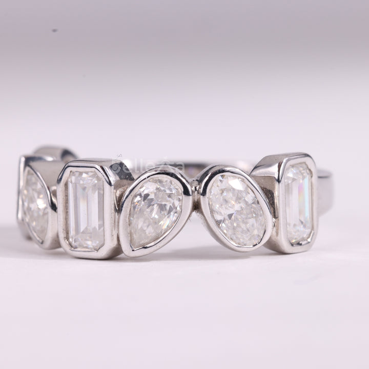 Multi Diamond Bezel Setting Moissanite Wedding Band